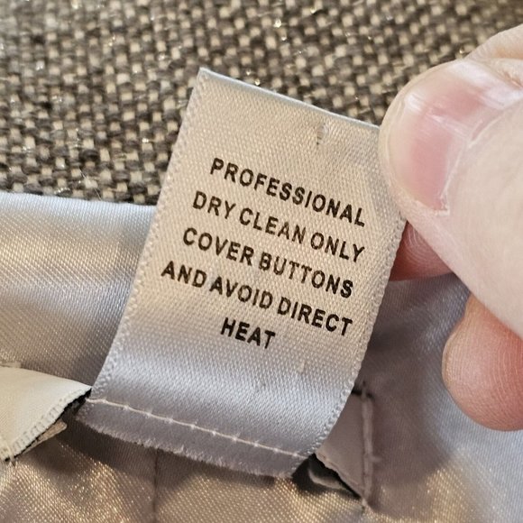 Y2K‎ Cache 6 8 Gray Silver Boucle Tweed Blazer Chain Detail Sparkle Business - Picture 11 of 13